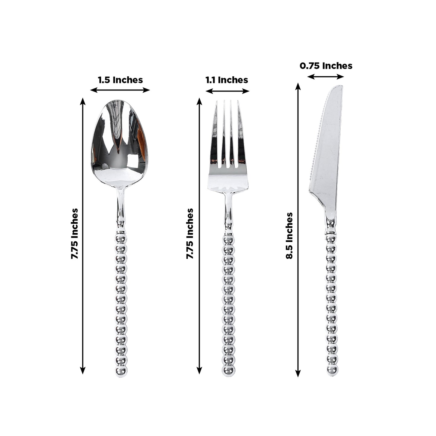 60-Pack Silver Plastic Cutlery Set with Beaded Handles - Heavy Duty Disposable Silverware
