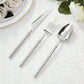 60-Pack Silver Plastic Cutlery Set with Beaded Handles - Heavy Duty Disposable Silverware