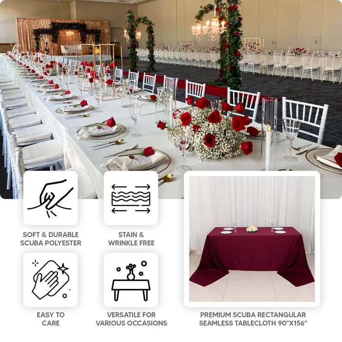 90"x156" Lavender Lilac Premium Scuba Wrinkle Free Rectangular Tablecloth, Seamless Scuba Polyester Tablecloth for 8 Foot Table With Floor-Length Drop