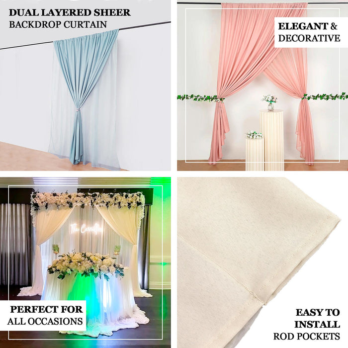 Dusty rose chiffon curtain drapes for events, 10ftx10ft with rod pockets.