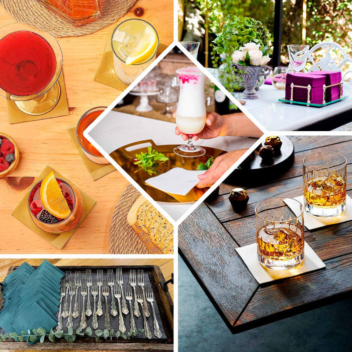 20 Pack Dusty Rose Soft Linen-Feel Airlaid Paper Cocktail Napkins, Highly Absorbent Disposable Beverage Napkins