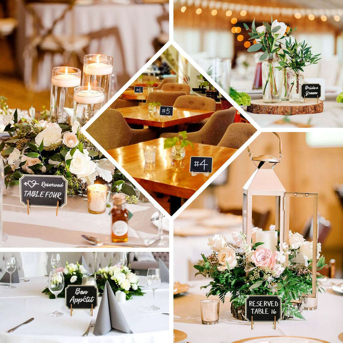 10 Pack | 3"x4" Mini Wooden Table Chalkboard Signs With Removable Stands and Chalk