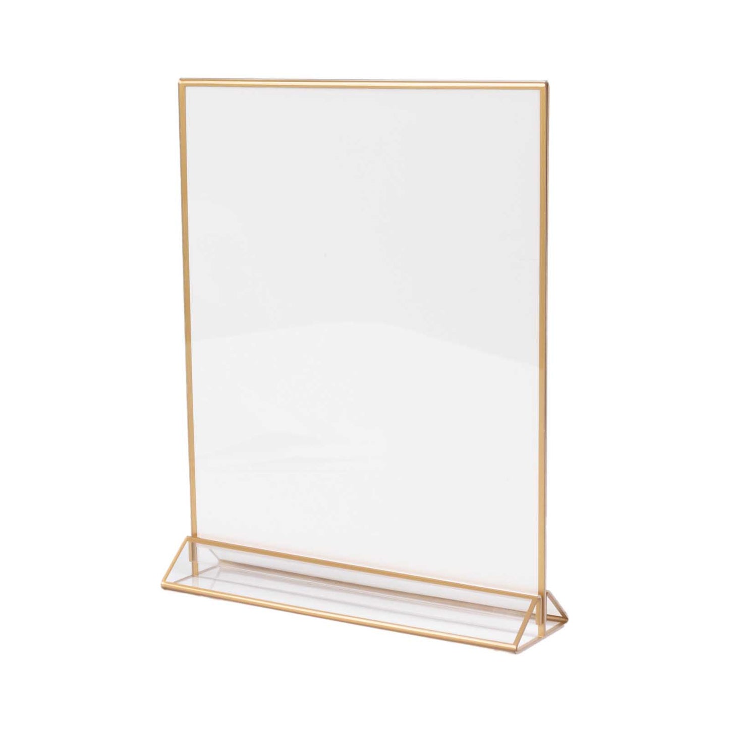 Gold acrylic freestanding table display stand, double-sided, 9"x11".