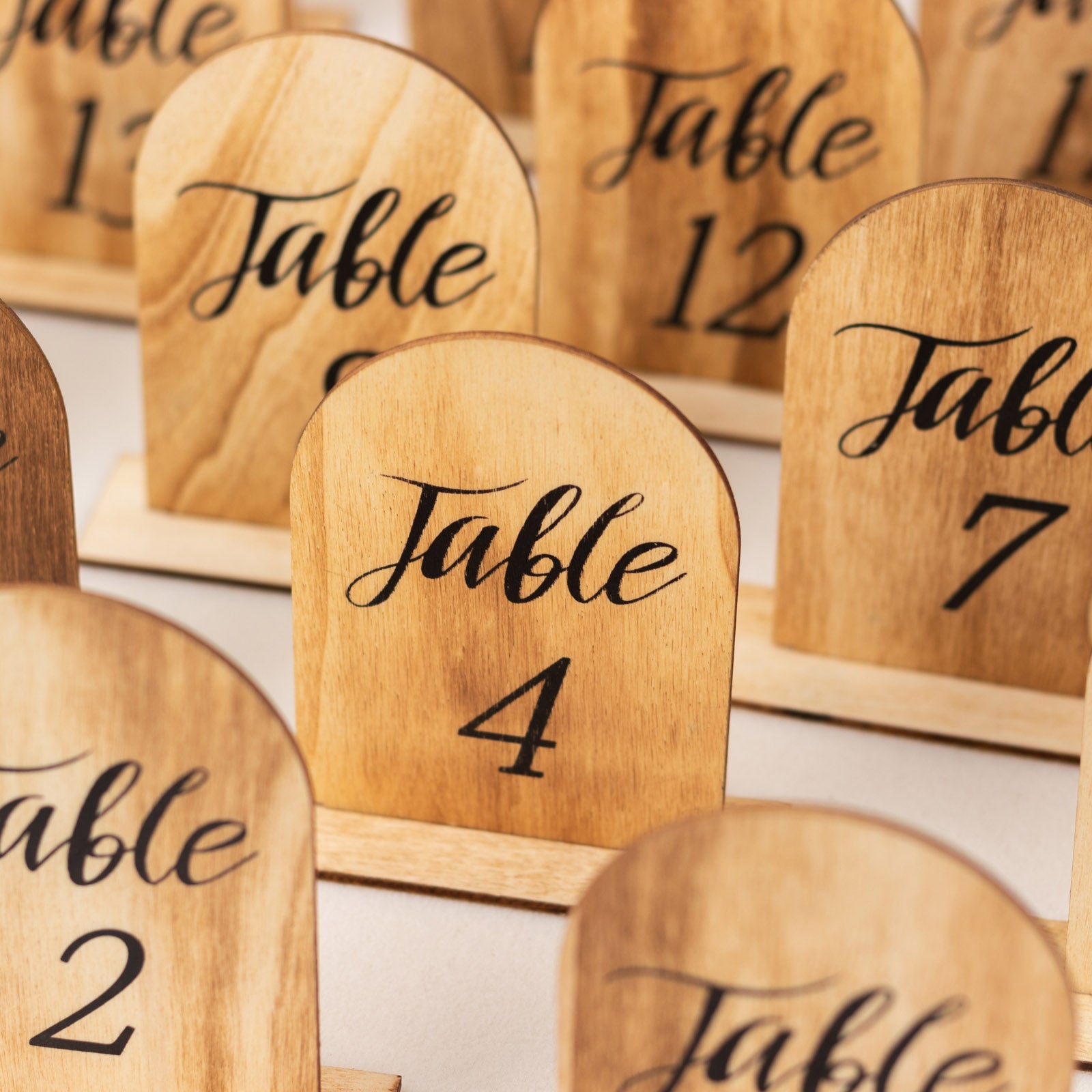 Natural rustic wooden table numbers, 4.5 inches, numbered 1-20 for events.