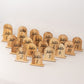 Natural wood 20-Pack 4.5" wooden arch table numbers for weddings and events.