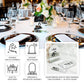 Silver mirror arch table number sign with black print, elegant wedding decor.