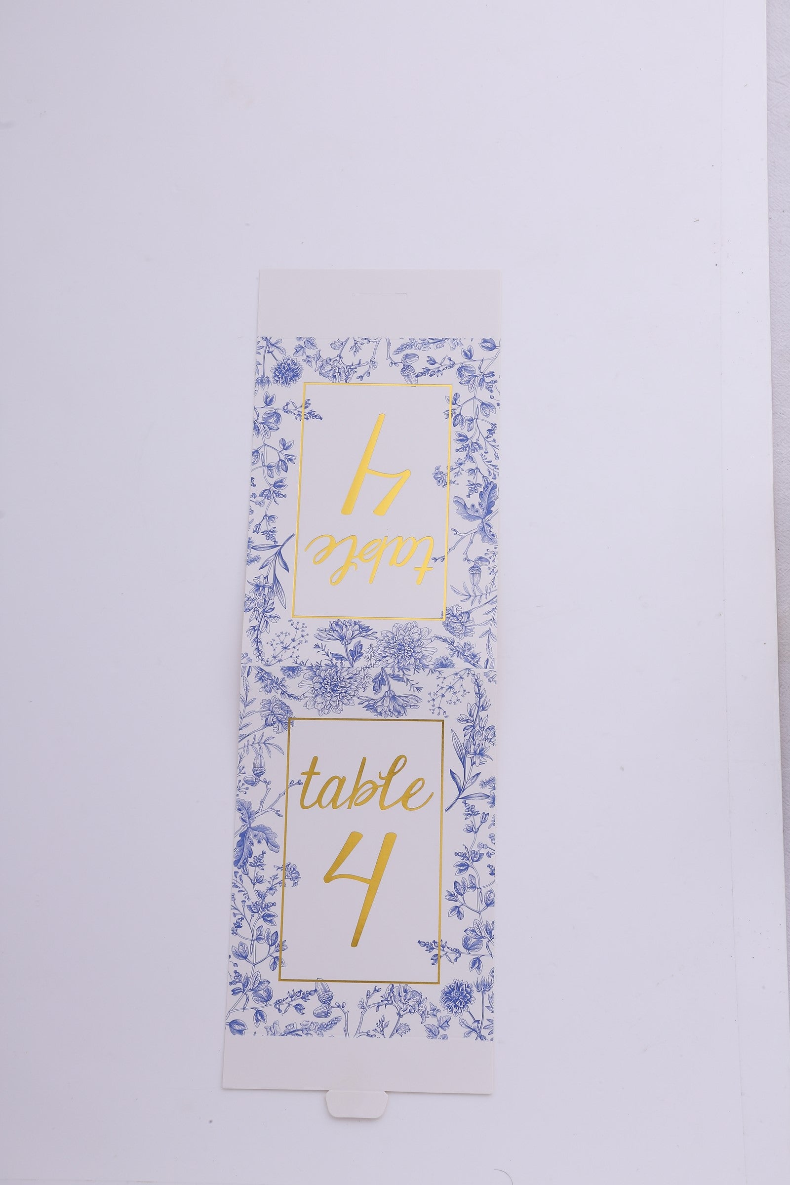 25 Pack White Blue Wedding Table Numbers in French Toile Floral and Gold Foil Numbers Print, 7" Free Standing Double Sided Paper Table Sign Cards 1-25