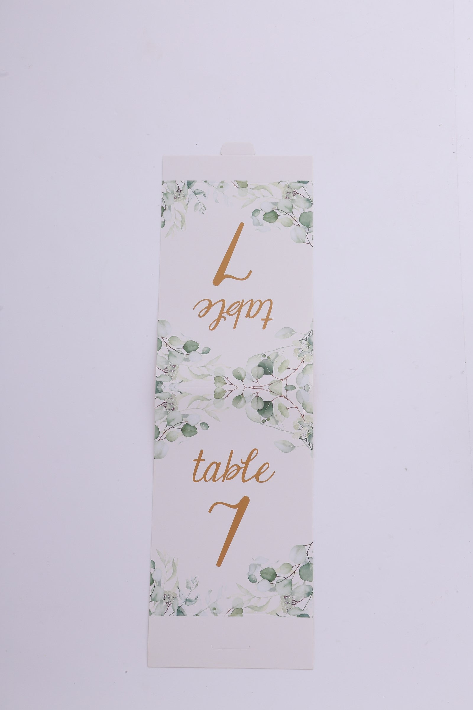 25 Pack White Green Wedding Table Numbers with Eucalyptus Leaves and Gold Foil Numbers Print, 7" Free Standing Double Sided Paper Table Sign Cards 1-25