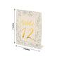 25 Pack White Sage Green Wedding Table Numbers in French Toile Floral and Gold Foil Numbers Print, 7" Free Standing Double Sided Paper Table Sign Cards 1-25