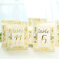 25 Pack White Metallic Gold Wedding Table Numbers With French Toile Floral and Foil Numbers Print, 7" Free Standing Double Sided Paper Table Sign Cards 1-25