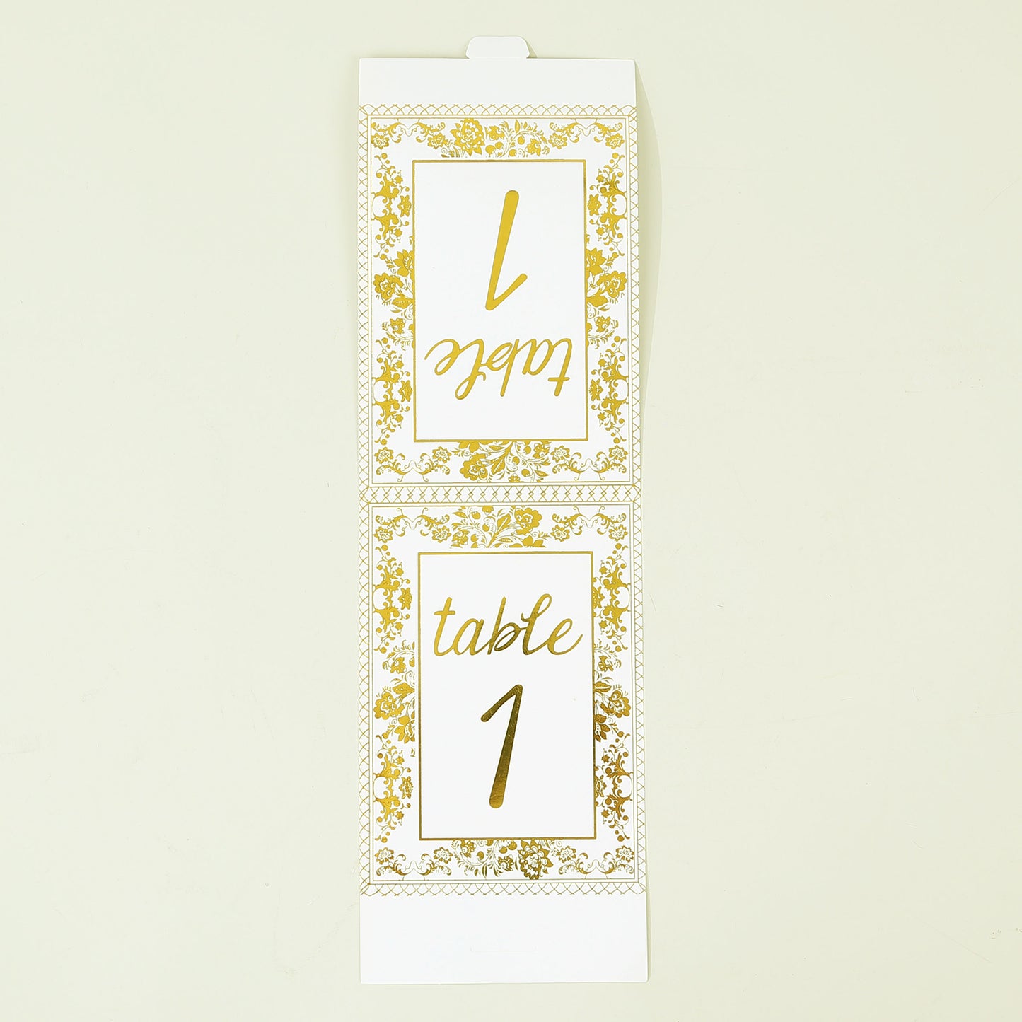 25 Pack White Metallic Gold Wedding Table Numbers With French Toile Floral and Foil Numbers Print, 7" Free Standing Double Sided Paper Table Sign Cards 1-25