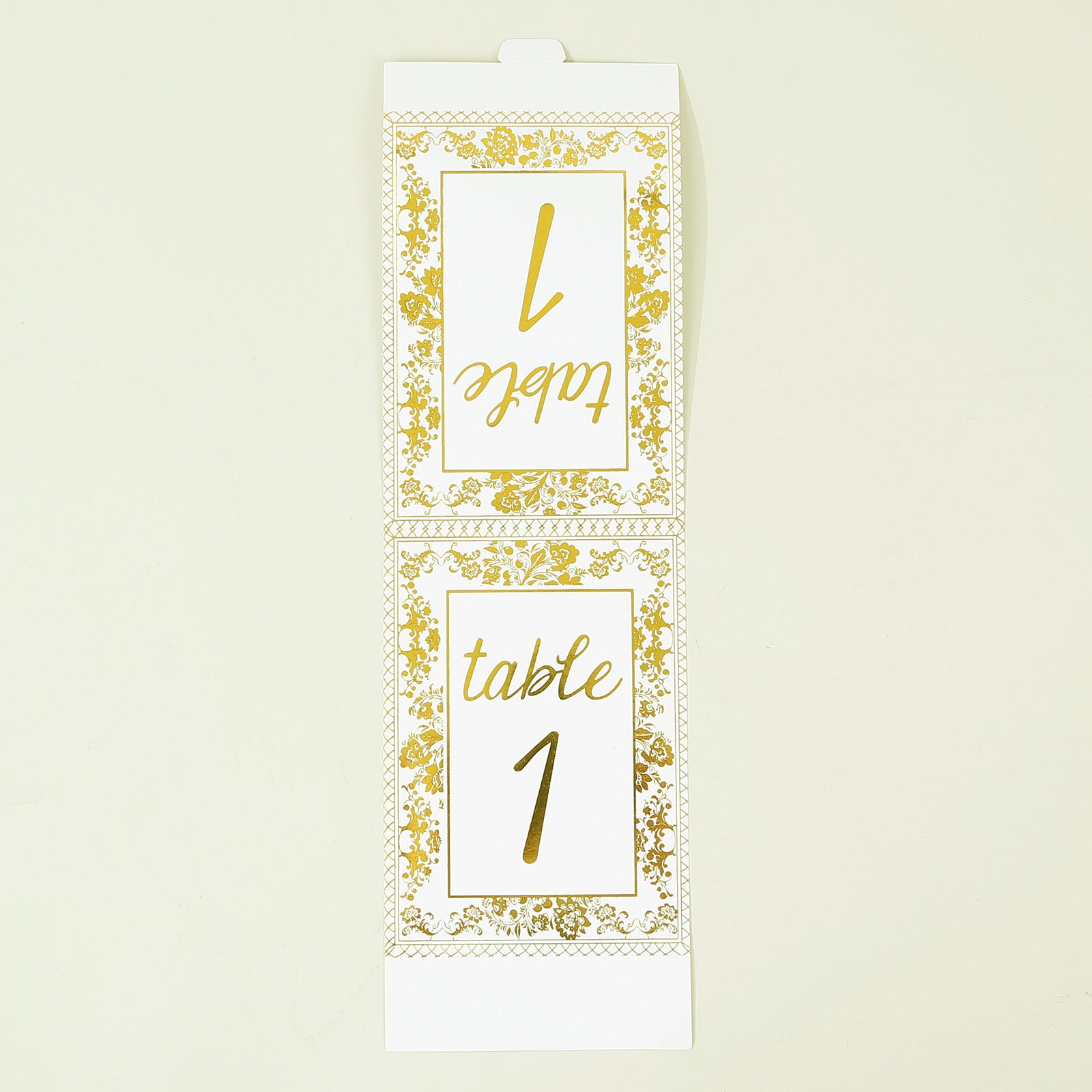 25 Pack White Metallic Gold Wedding Table Numbers With French Toile Floral and Foil Numbers Print, 7" Free Standing Double Sided Paper Table Sign Cards 1-25