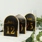 Black and gold table numbers, double-sided, numbers 1-25.