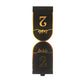 Black disposable table number card with metallic gold foil numbers.