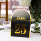 Black and gold disposable table number card for events, featuring number 25.
