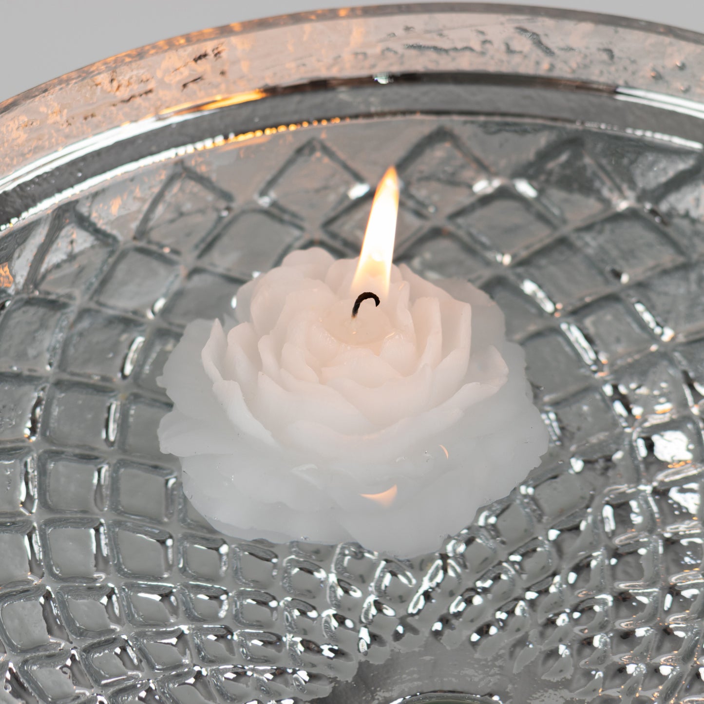 5 Pack White Peony Flower Scented Candles, 3" Decorative Floating Wax Candles Wedding Favors with Individual Gift Boxes and Ribbons