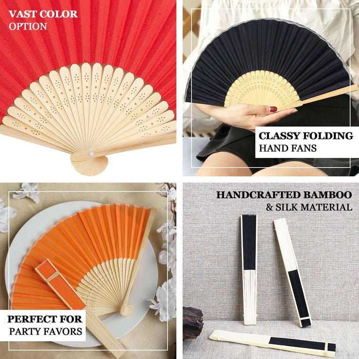 5 Pack Hunter Emerald Green Asian Silk Folding Fans Party Favors, Oriental Folding Fan Favors