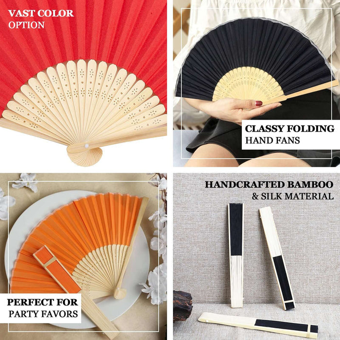 5 Pack White Asian Silk Folding Fans Party Favors, Oriental Folding Fan Favors