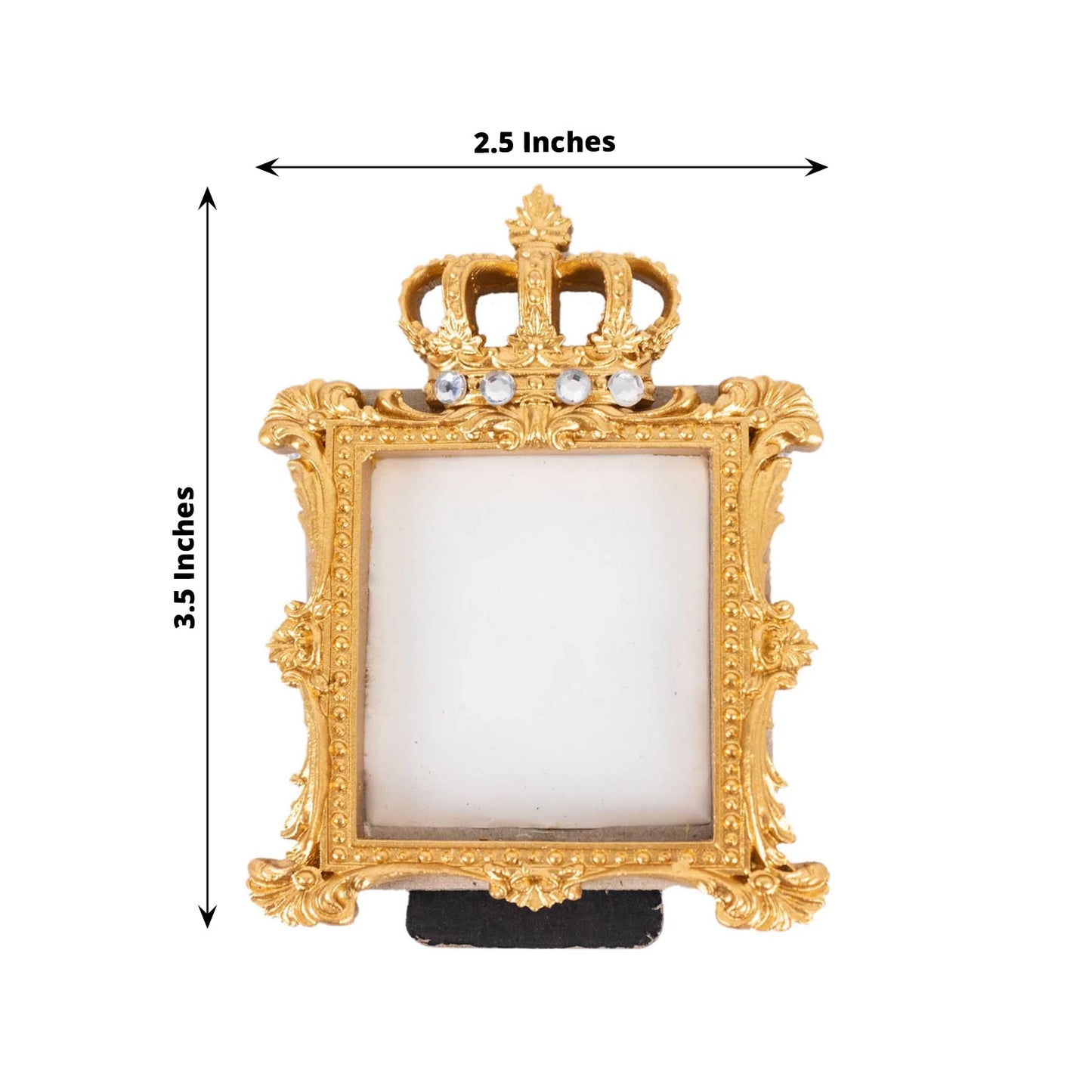 4 Pack Gold Resin Royal Crown Square Picture Frame Party Favors, 3.5" Vintage Wedding Place Card Holders