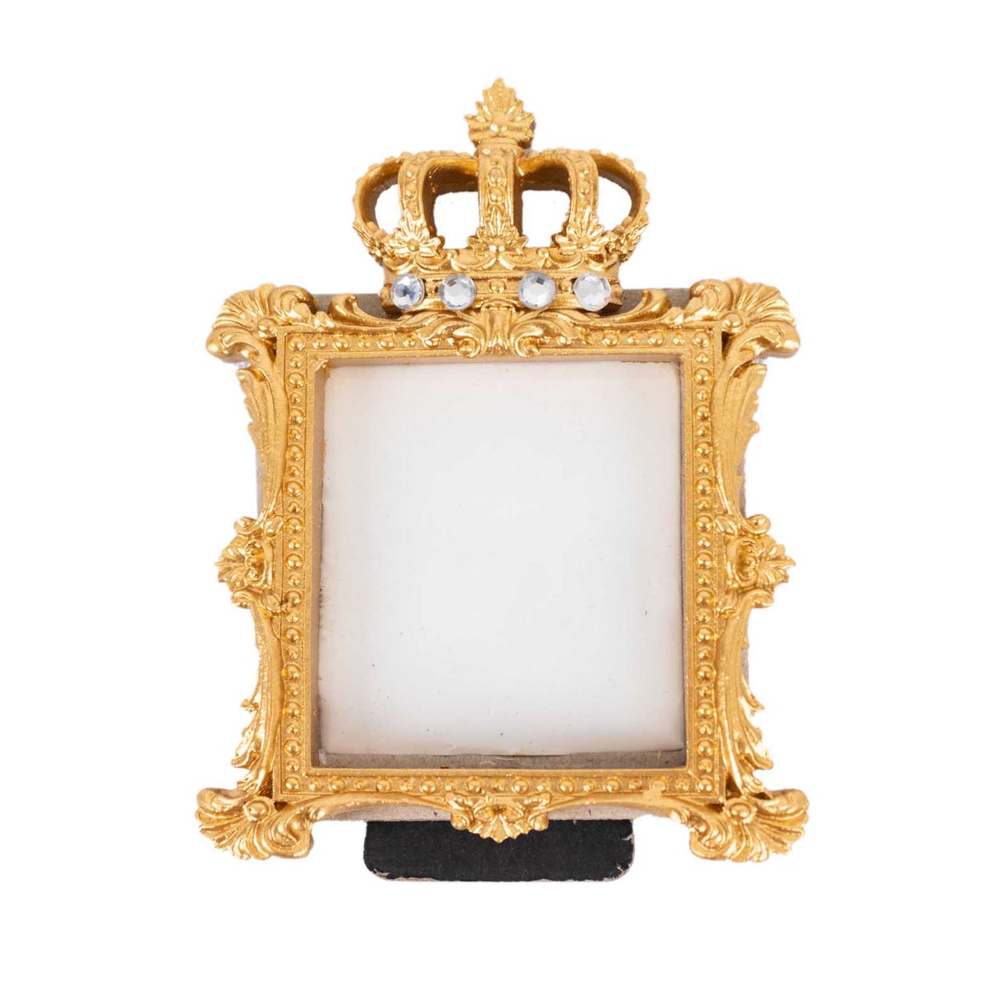4 Pack Gold Resin Royal Crown Square Picture Frame Party Favors, 3.5" Vintage Wedding Place Card Holders