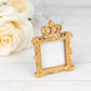 4 Pack Gold Resin Royal Crown Square Picture Frame Party Favors, 3.5" Vintage Wedding Place Card Holders