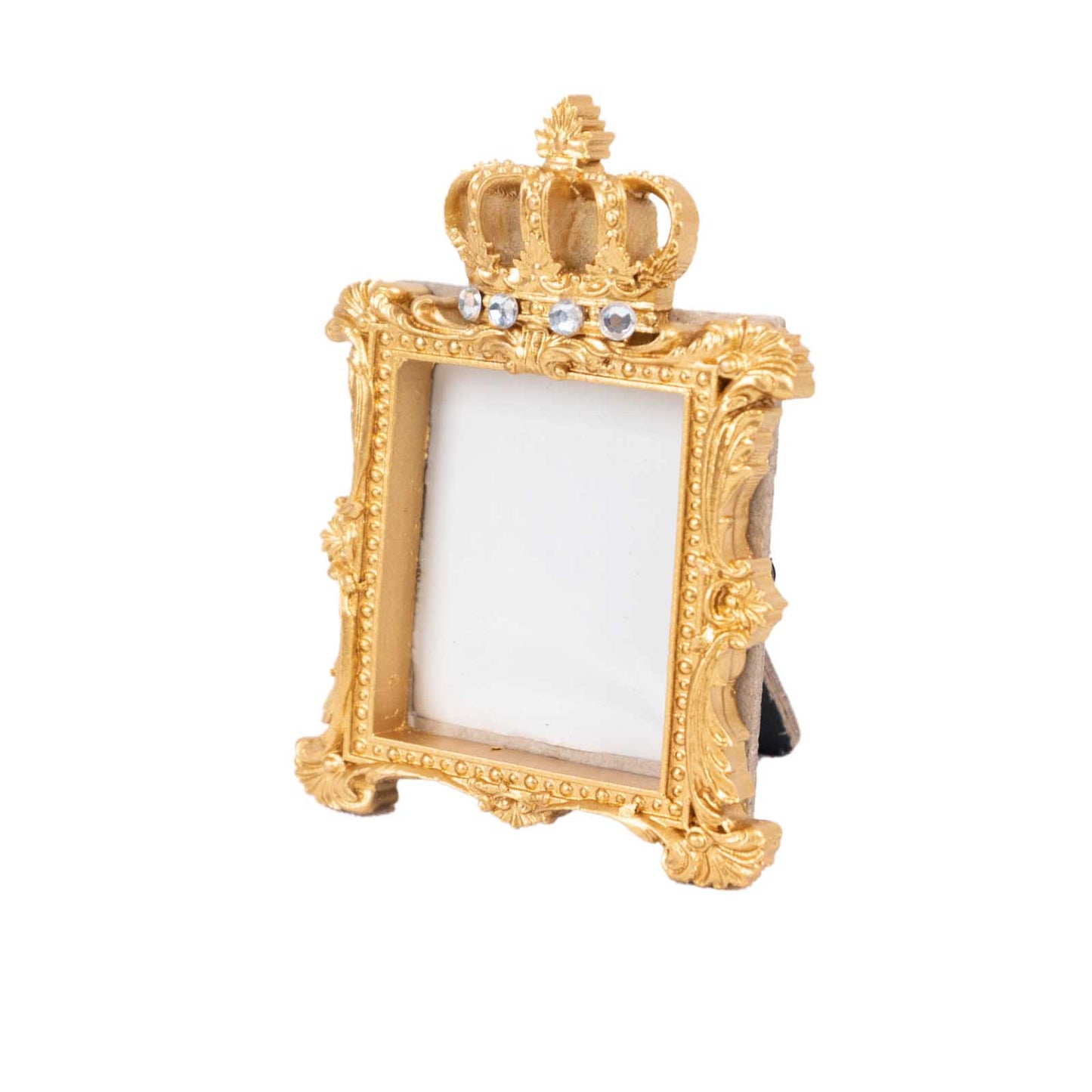 4 Pack Gold Resin Royal Crown Square Picture Frame Party Favors, 3.5" Vintage Wedding Place Card Holders