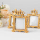 4 Pack Gold Resin Royal Crown Square Picture Frame Party Favors, 3.5" Vintage Wedding Place Card Holders