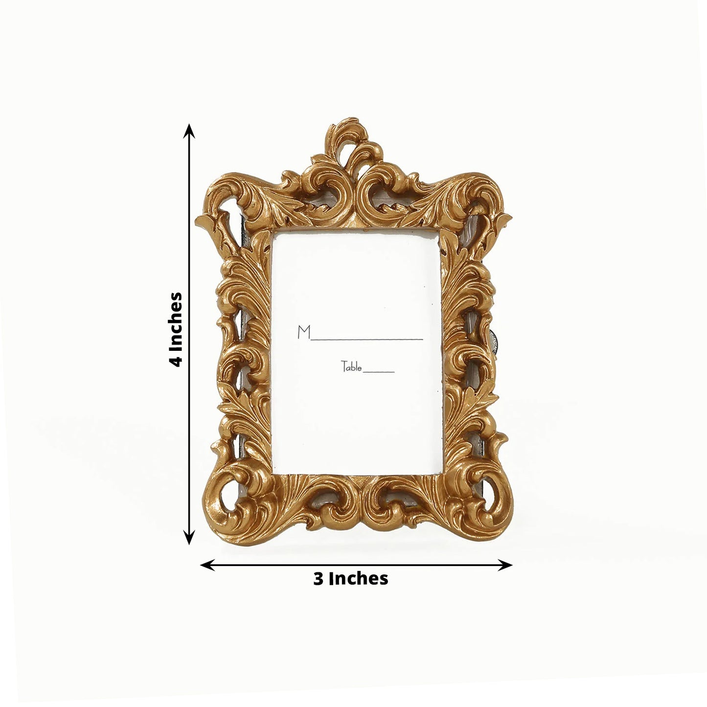4 Pack White Resin Vintage Ornate Photo Frames, Rectangle Mini Picture Frame Party Favor Wedding Place Card Holders - 4"x3"