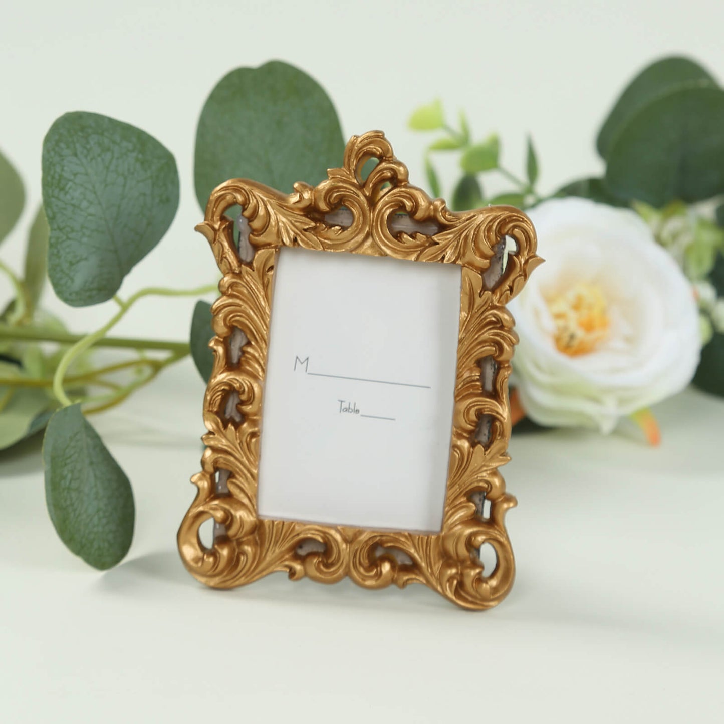 4 Pack White Resin Vintage Ornate Photo Frames, Rectangle Mini Picture Frame Party Favor Wedding Place Card Holders - 4"x3"