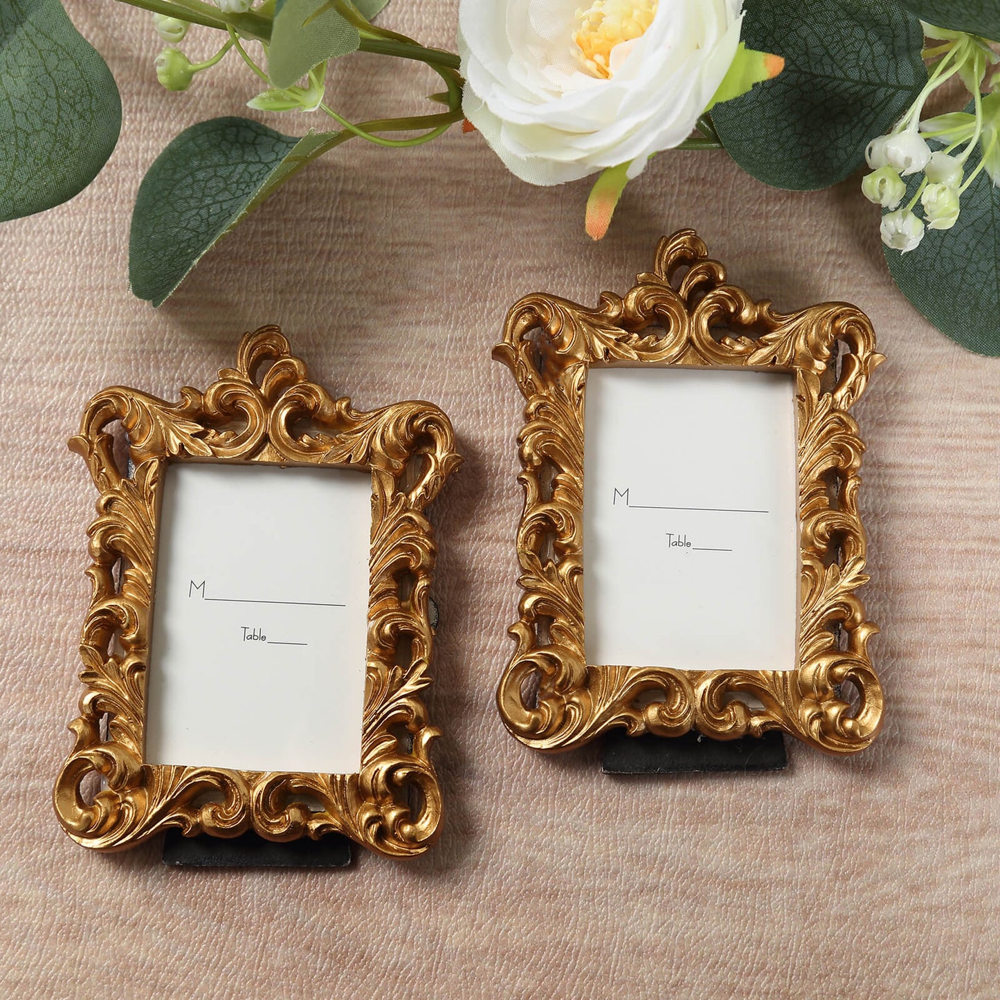 4 Pack White Resin Vintage Ornate Photo Frames, Rectangle Mini Picture Frame Party Favor Wedding Place Card Holders - 4"x3"