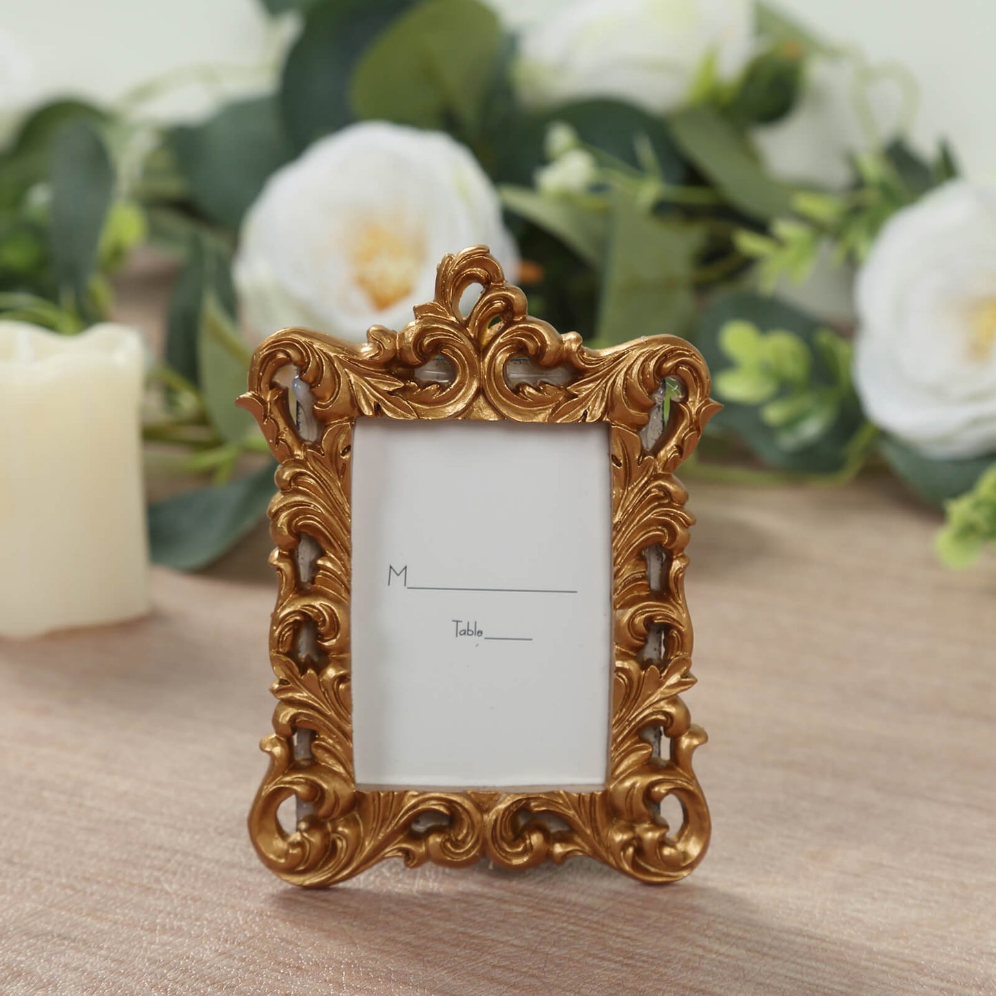 4 Pack White Resin Vintage Ornate Photo Frames, Rectangle Mini Picture Frame Party Favor Wedding Place Card Holders - 4"x3"