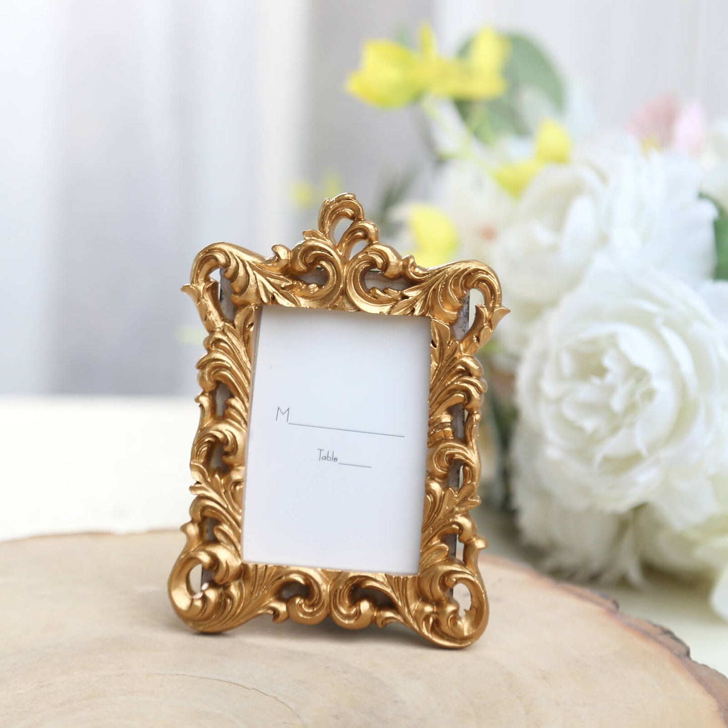 4 Pack White Resin Vintage Ornate Photo Frames, Rectangle Mini Picture Frame Party Favor Wedding Place Card Holders - 4"x3"