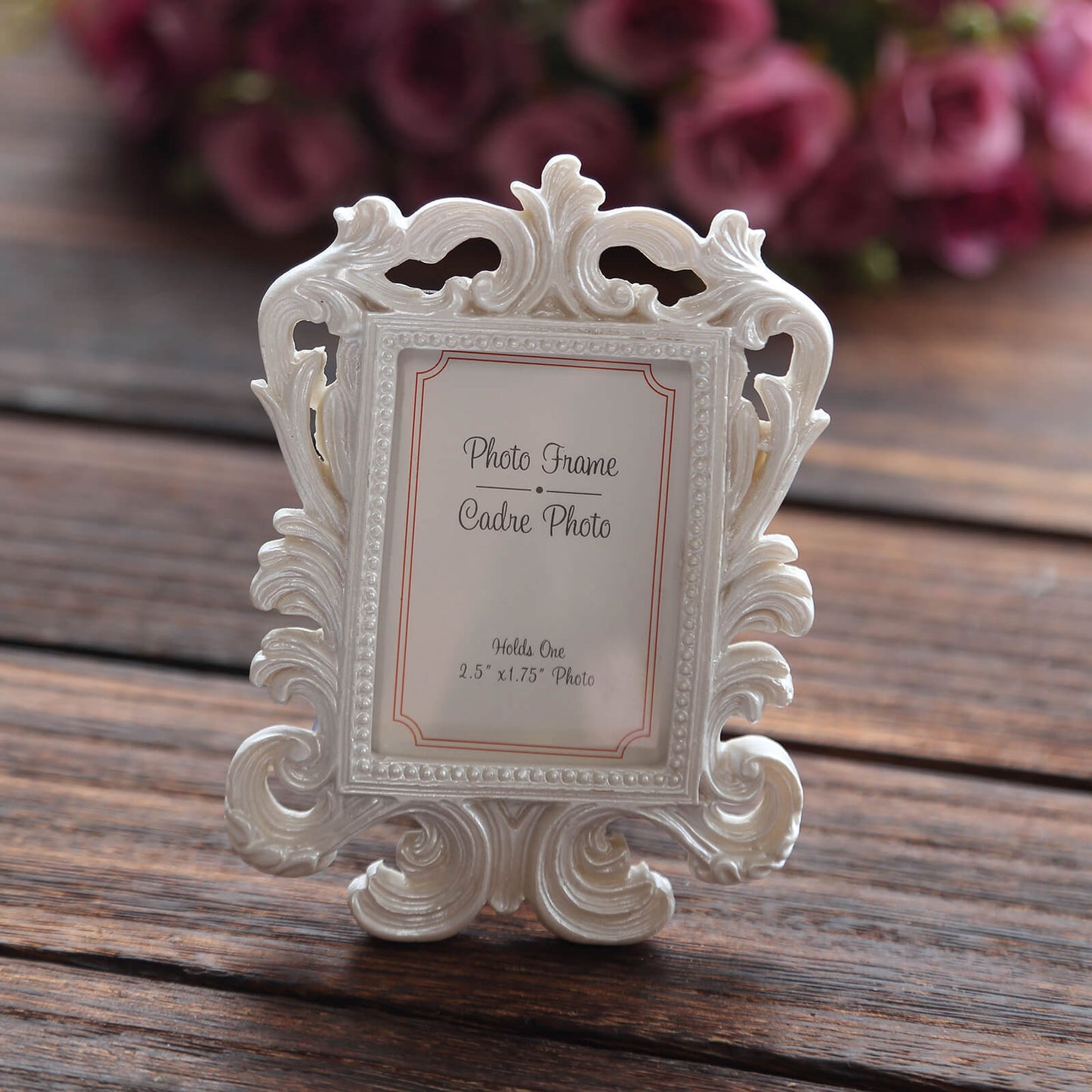 4 Pack White Resin Vintage Baroque Photo Frames, Rectangle Mini Picture Frame Party Favor Wedding Place Card Holders - 4"x3"