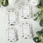 4 Pack White Resin Vintage Baroque Photo Frames, Rectangle Mini Picture Frame Party Favor Wedding Place Card Holders - 4"x3"