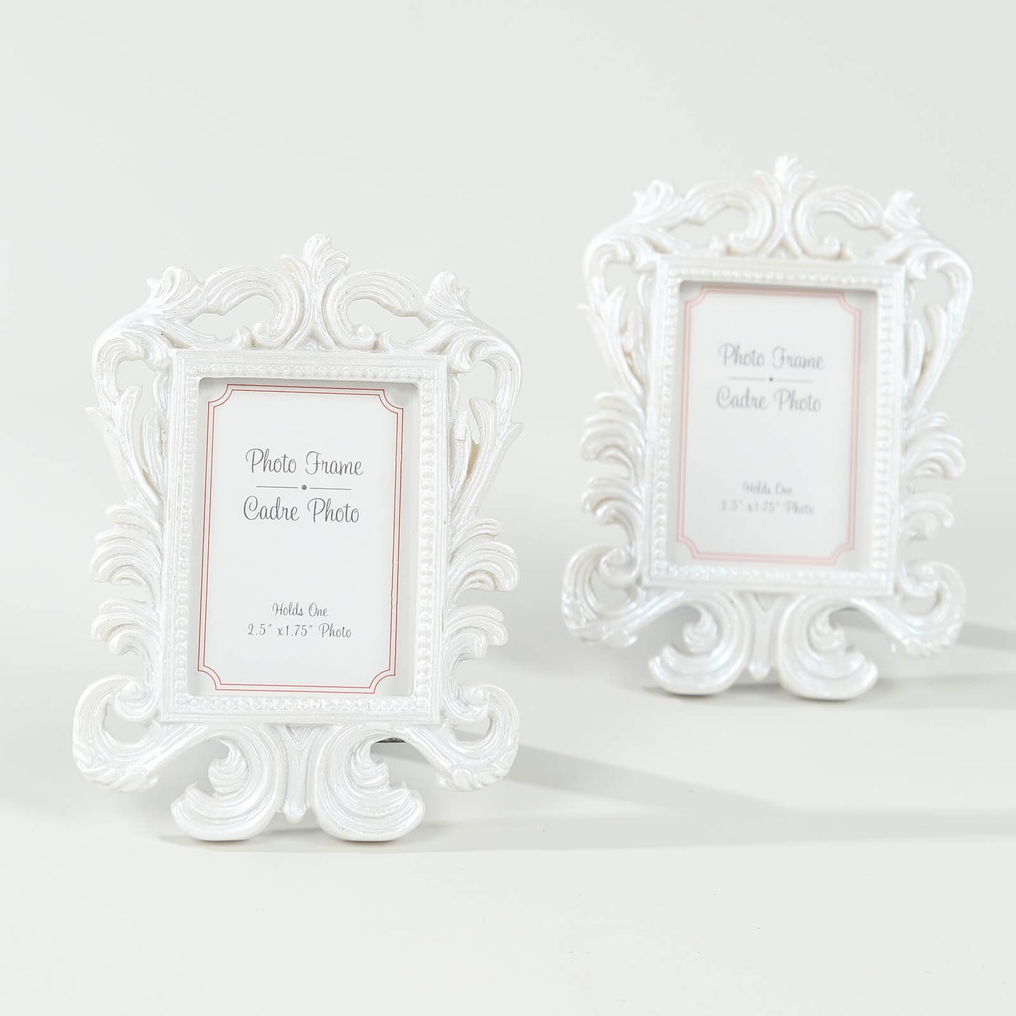 4 Pack White Resin Vintage Baroque Photo Frames, Rectangle Mini Picture Frame Party Favor Wedding Place Card Holders - 4"x3"