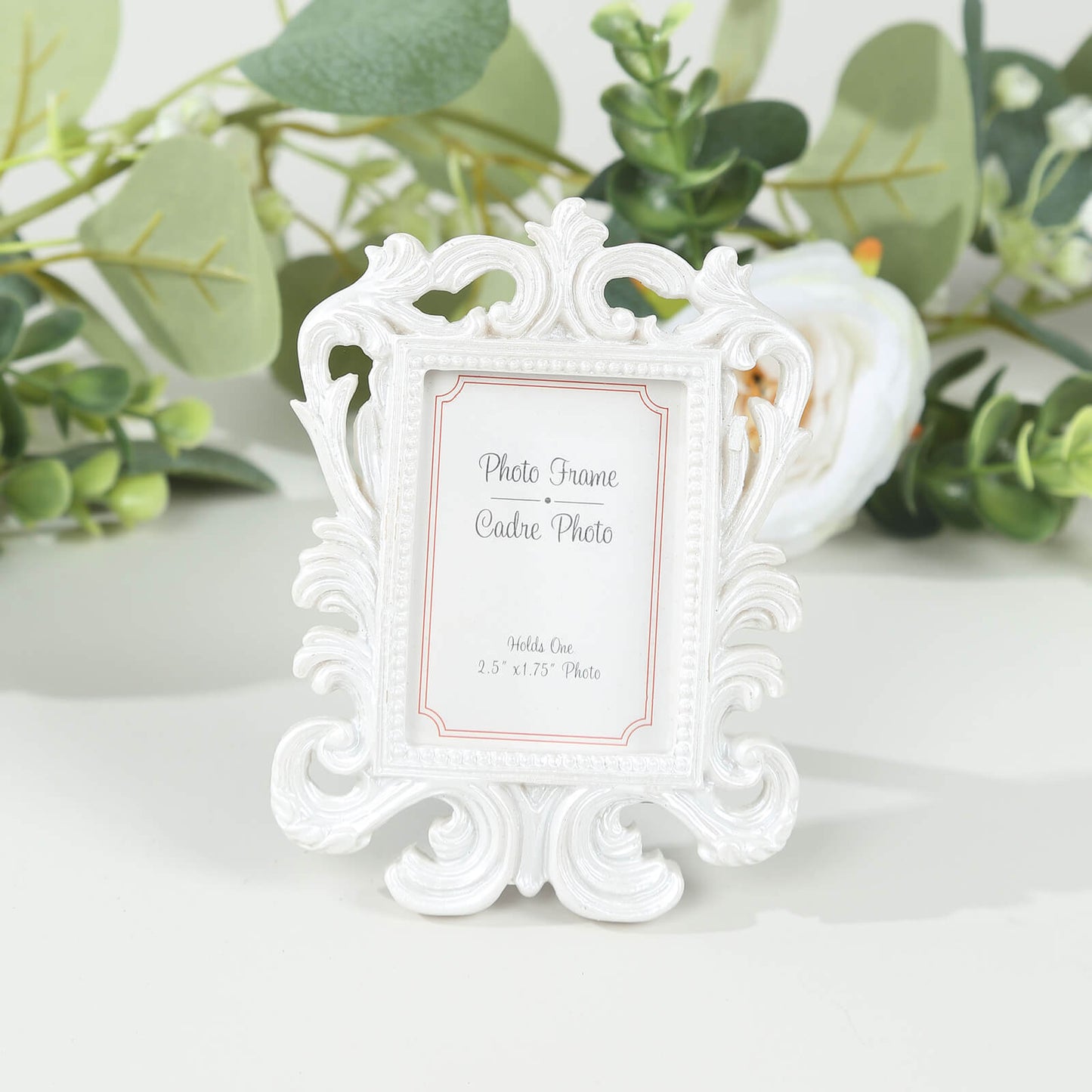 4 Pack White Resin Vintage Baroque Photo Frames, Rectangle Mini Picture Frame Party Favor Wedding Place Card Holders - 4"x3"