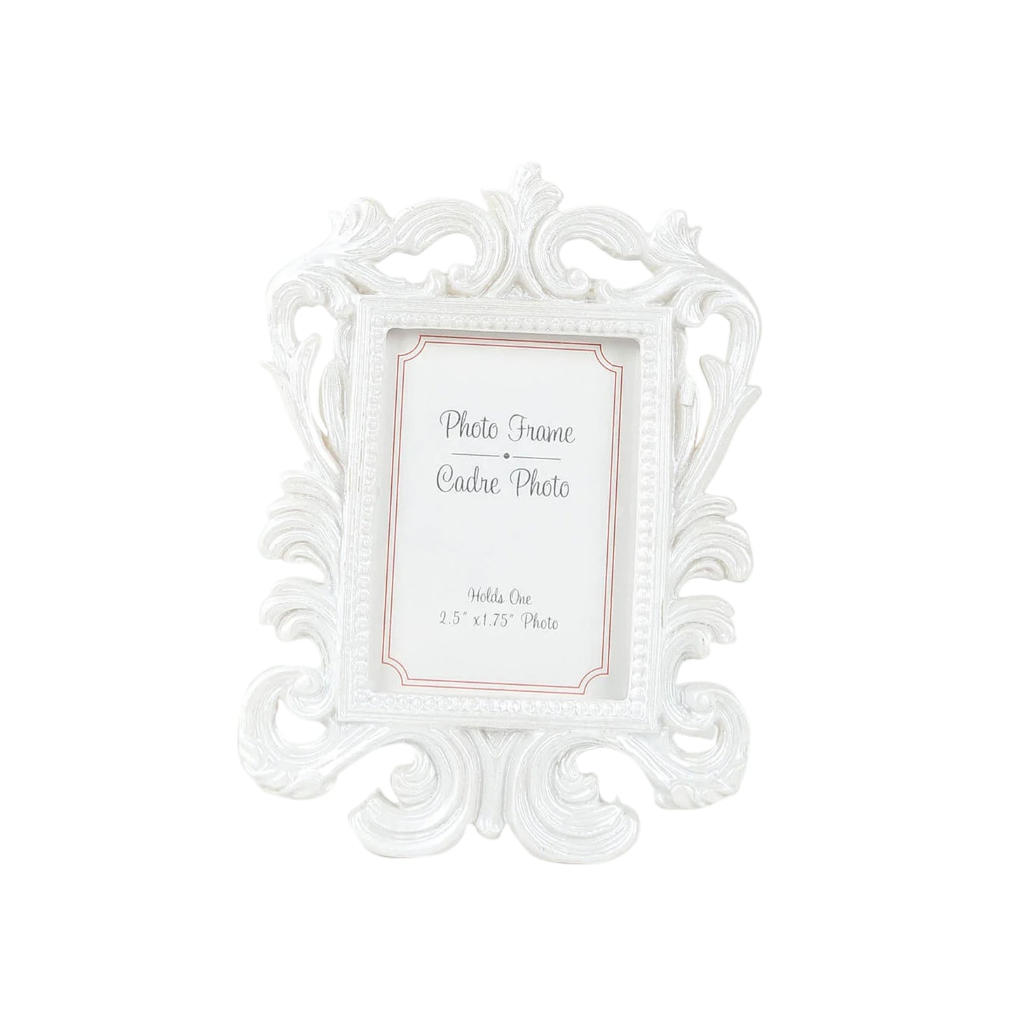 4 Pack White Resin Vintage Baroque Photo Frames, Rectangle Mini Picture Frame Party Favor Wedding Place Card Holders - 4"x3"