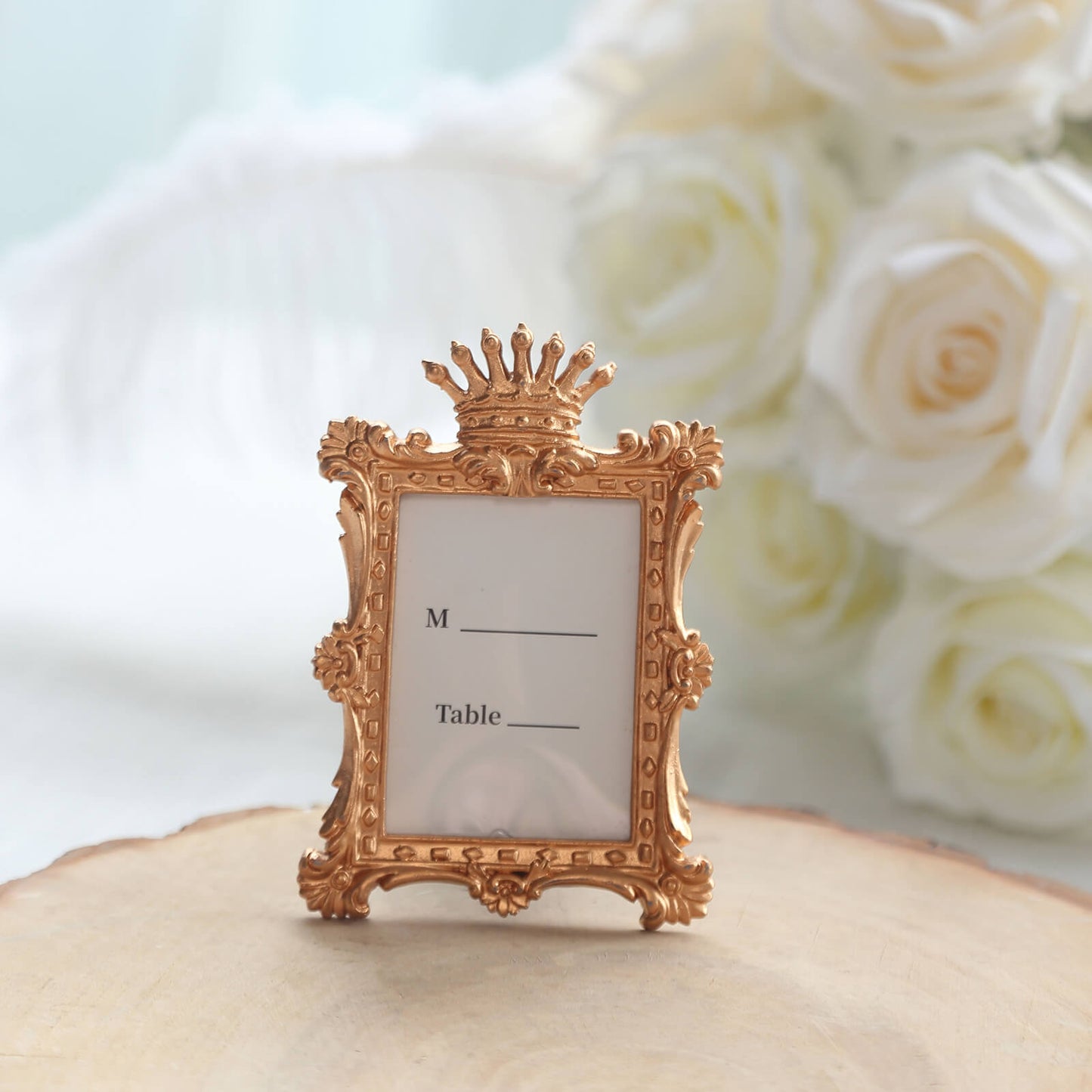 4 Pack Gold Resin Vintage Crown Photo Frames Party Favors, Rectangle Mini Picture Frame Wedding Place Card Holders - 4.5"x3"