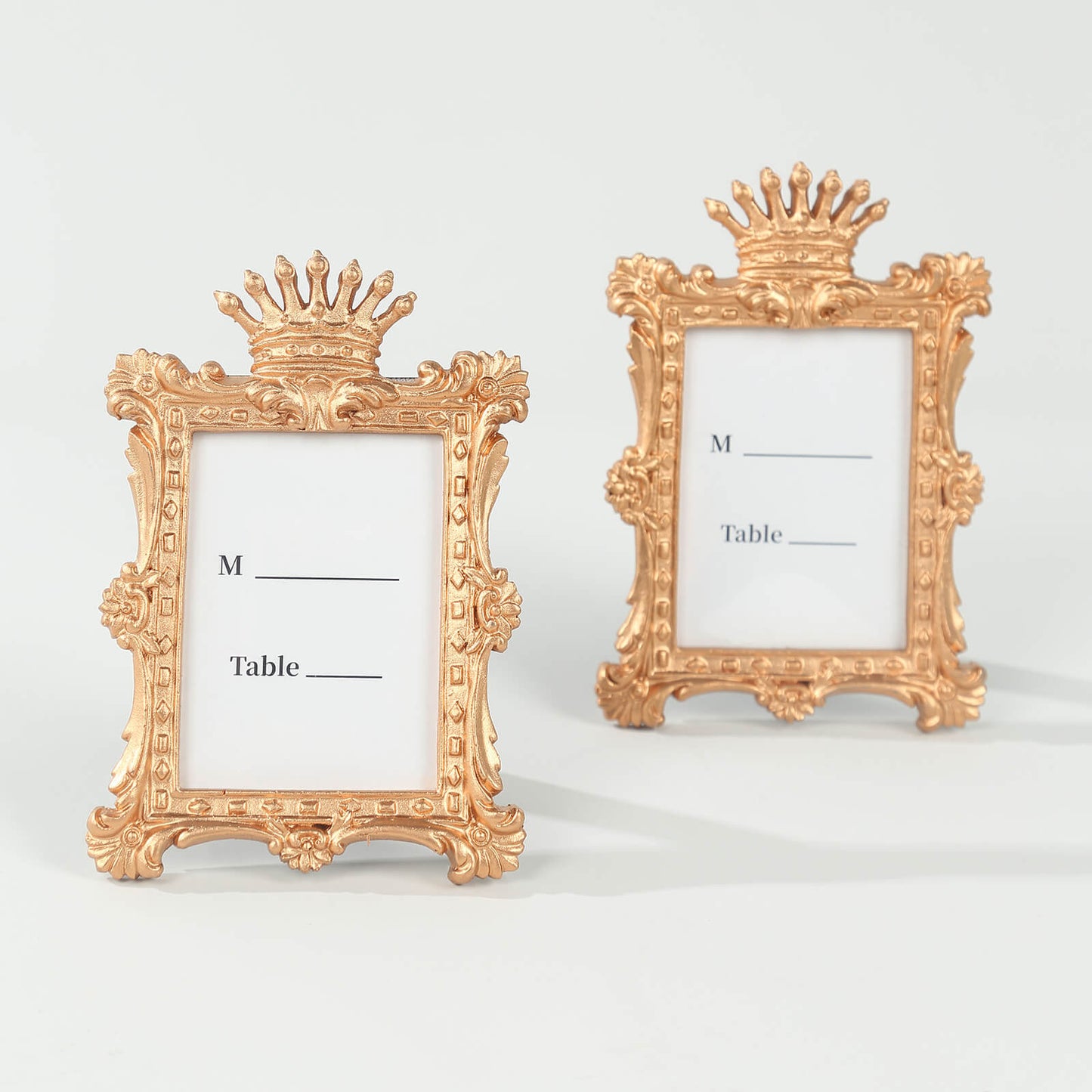 4 Pack Gold Resin Vintage Crown Photo Frames Party Favors, Rectangle Mini Picture Frame Wedding Place Card Holders - 4.5"x3"