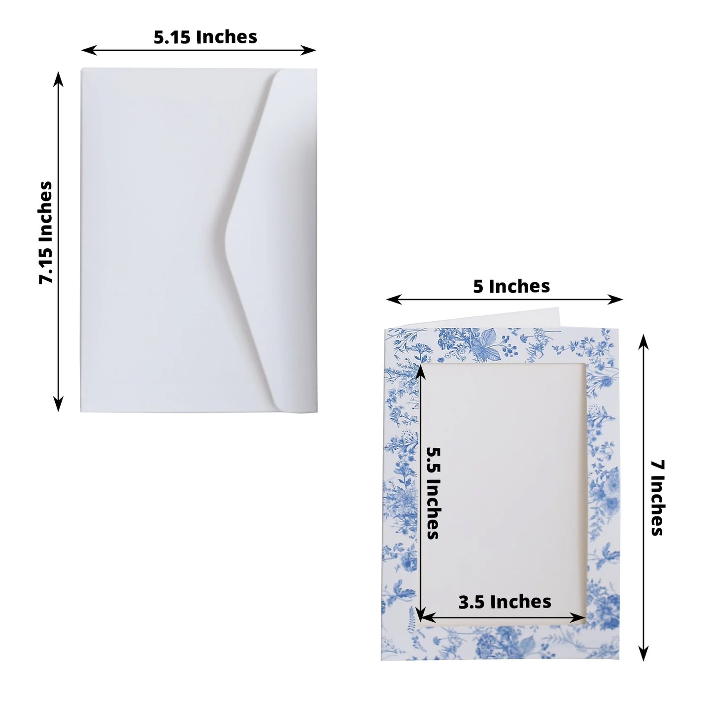 25 Pack White Blue French Toile Photo Frame Thank You Cards with Envelopes, 3.5"x5.5" Picture Insert Invitation Cards for Weddings, Graduations, Birthday Parties, Anniversary, Milestones