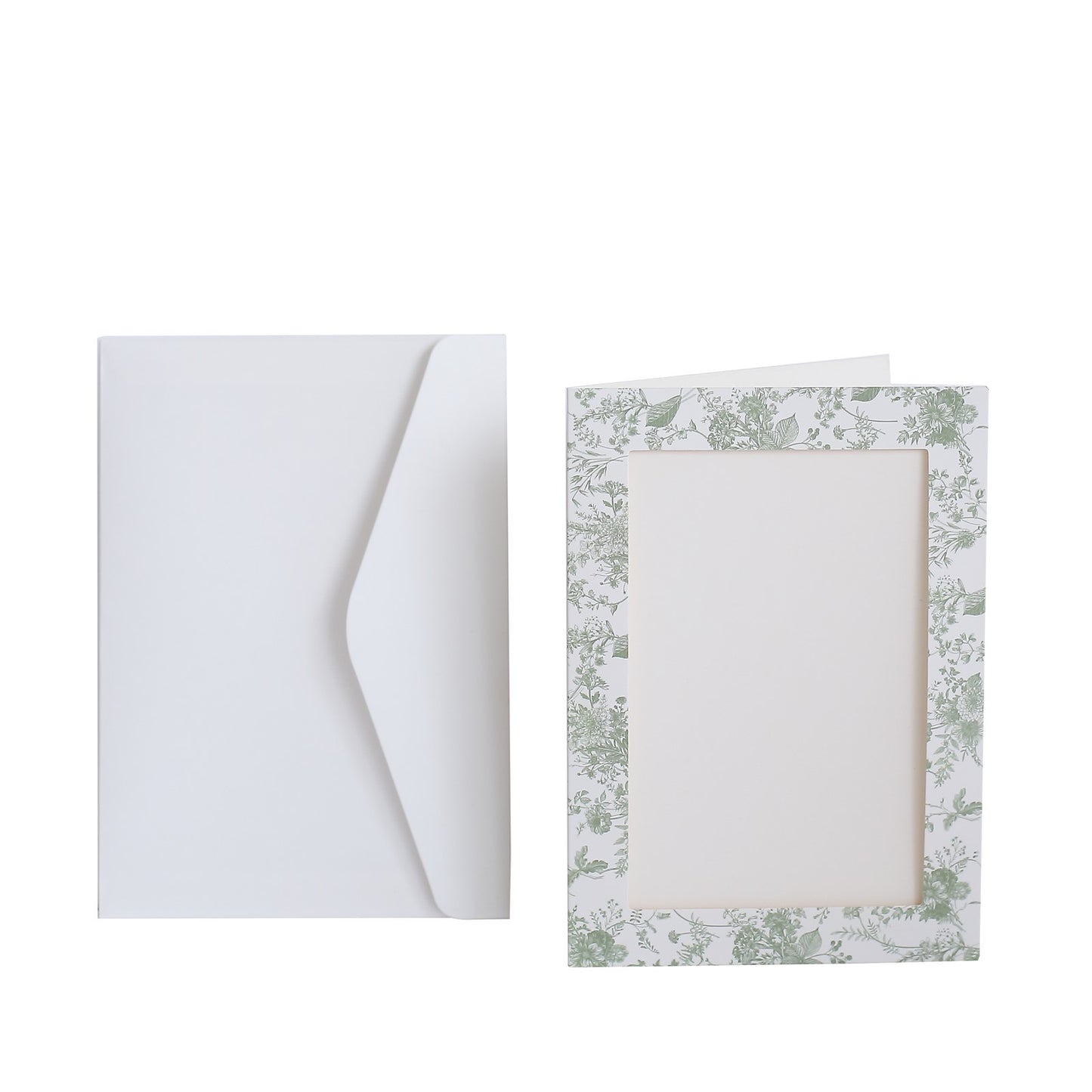 25 Pack White Sage Green French Toile Photo Frame Thank You Cards with Envelopes, 3.5"x5.5" Picture Insert Invitation Cards for Weddings, Graduations, Birthday Parties, Anniversary, Milestones