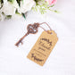 10 Pack Antique Gold Skeleton Key Bottle Opener Wedding Favors, Rustic Wedding Bridal Shower Souvenirs With Tag Card & Chain