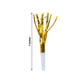 Gold metallic party horn noisemaker with tassels, 7 inches long.