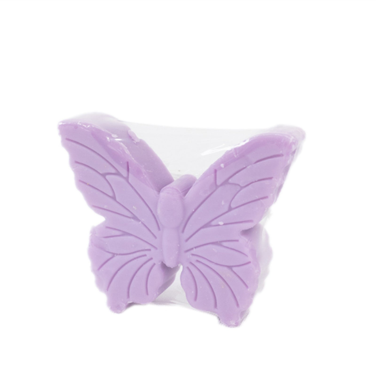 Lavender butterfly soap baby shower favor in a gift box.
