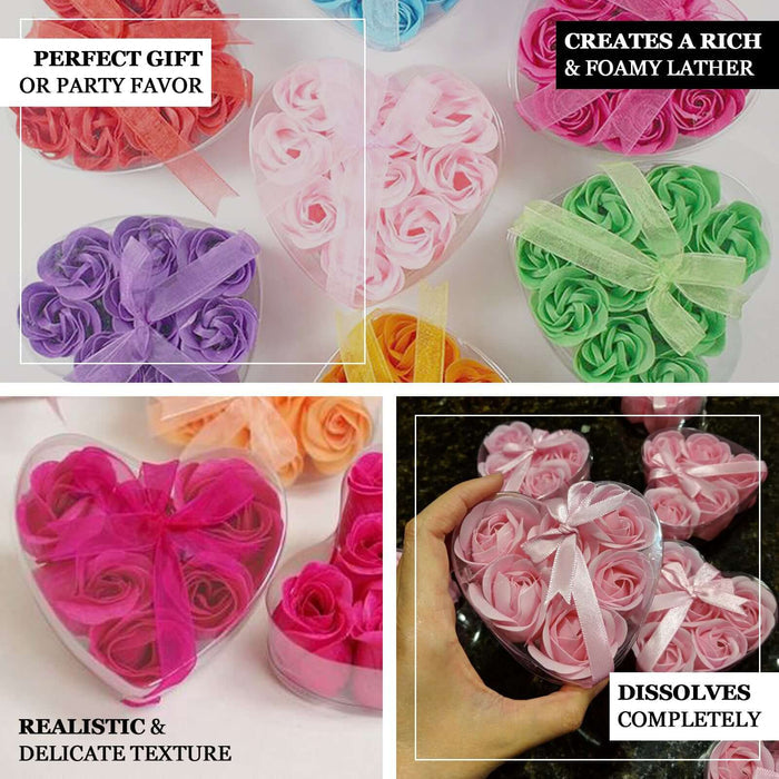 4 Pack | 24 Pcs Dusty Rose Scented Rose Soap Heart Shaped Party Favors With Gift Boxes And Ribbon