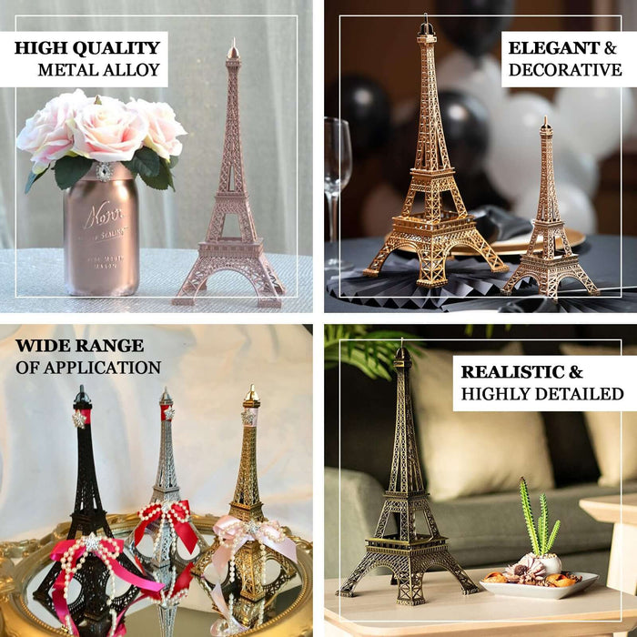 6" Black Metal Eiffel Tower Table Centerpiece, Decorative Cake Topper