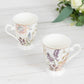 Blush Floral Design Bridal Shower Gift Set, 2 Pack Porcelain Tea Cups With Matching Keepsake Gift Box and Satin Ribbon Handle