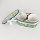 Greenery Theme Bridal Shower Gift Set, 2 Pack Porcelain Tea Cups With Matching Keepsake Gift Box and Satin Ribbon Handle