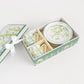 Greenery Theme Bridal Shower Gift Set, Set of 2 Porcelain Espresso Cups and Saucers with Matching Keepsake Box