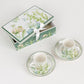 Greenery Theme Bridal Shower Gift Set, Set of 2 Porcelain Espresso Cups and Saucers with Matching Keepsake Box